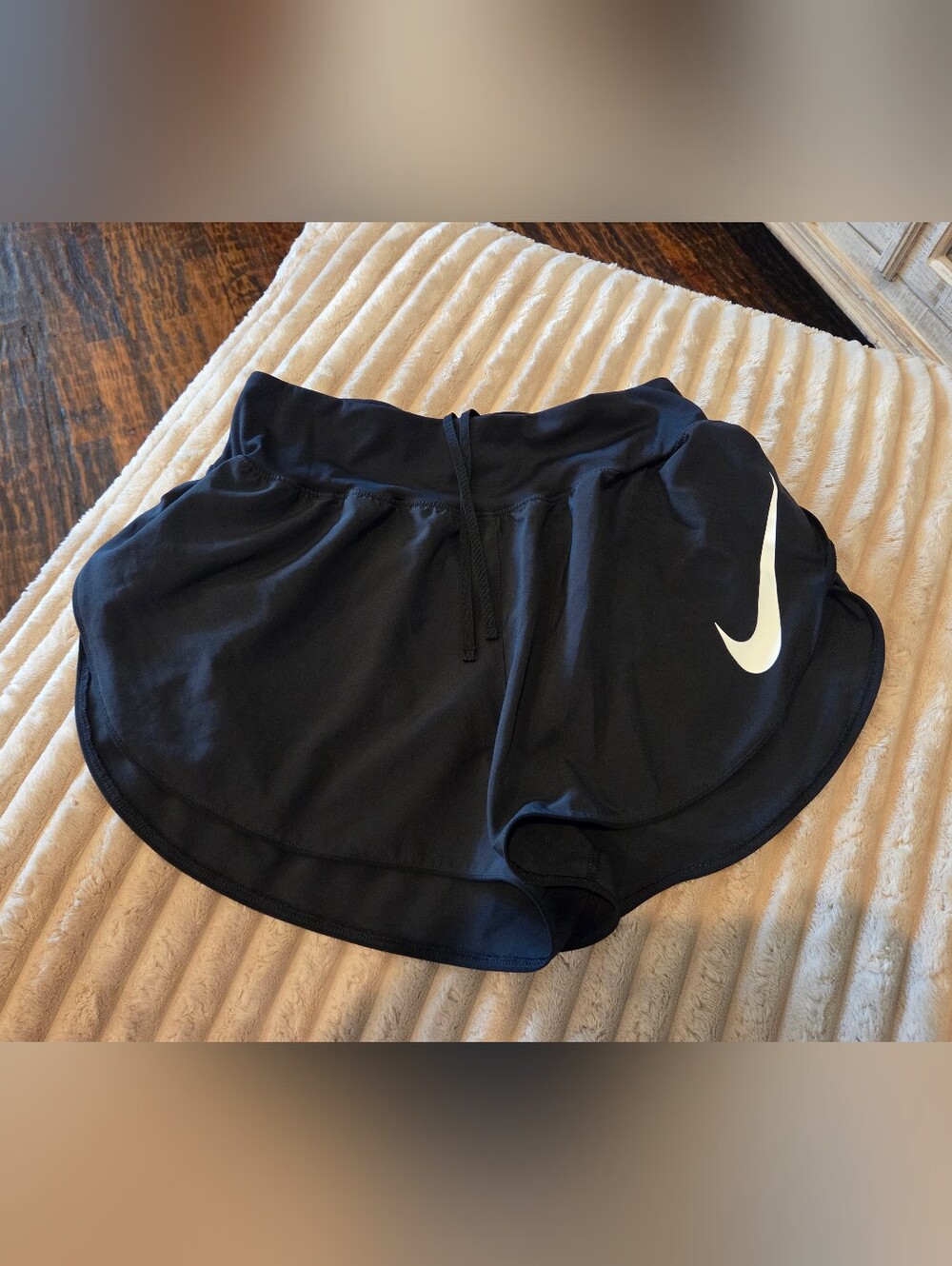 Nike Black Athletic Shorts with White Swoosh